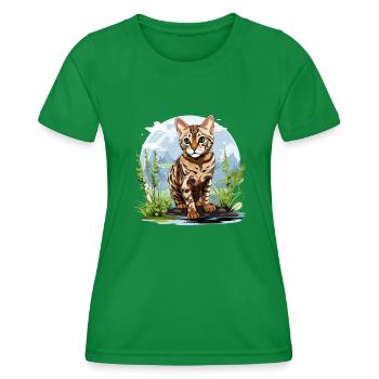 Bengal Cat Bengalkatze - Frauen Funktions-T-Shirt - Kelly Green - Vorne - AI Model Female 172 dark (172cm)