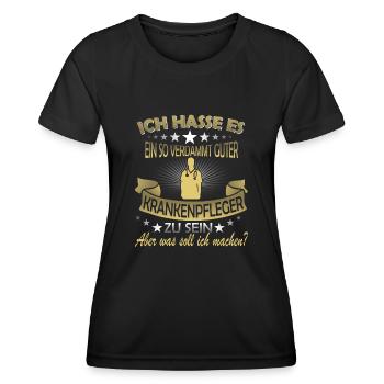 Krankenpfleger Krankenpflege Spruch Beruf Geschenk - Frauen Funktions-T-Shirt - Schwarz - Vorne - AI Model Female 172 light (172cm)