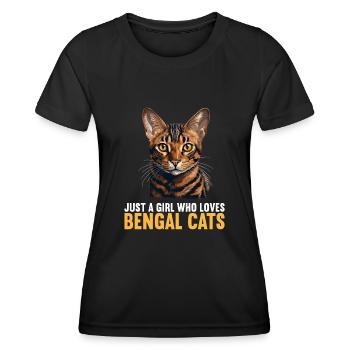 Bengal Cat Bengalkatze - Frauen Funktions-T-Shirt - Schwarz - Vorne - AI Model Female 172 light (172cm)
