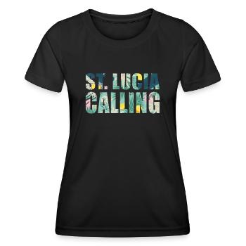 St Lucia Souvenir Vacation - Women's Functional T-Shirt - black - Front - AI Model Female 172 light (172cm)