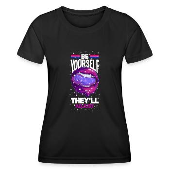Bisexuell Mund Regenbogen LGBTQ+ - Frauen Funktions-T-Shirt - Schwarz - Vorne - AI Model Female 172 light (172cm)