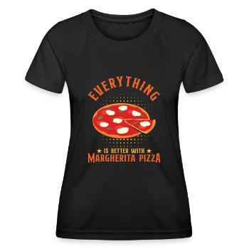 Mit Margherita Pizza ist alles besser - Frauen Funktions-T-Shirt - Schwarz - Vorne - AI Model Female 172 light (172cm)