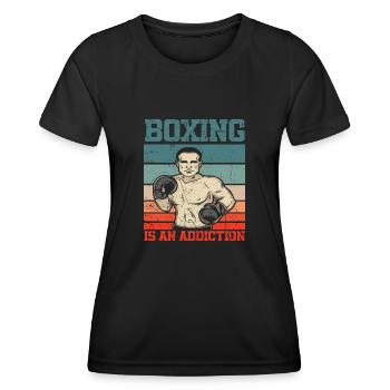 Athlétiques de sports d’addiction à la boxe rétro - T-shirt sport Femme - noir - Devant - AI Model Female 172 light (172cm)
