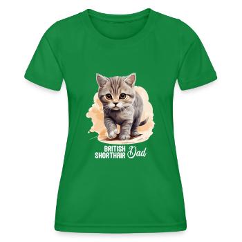 Chat Chats British Shorthair British Shorthair - T-shirt sport Femme - vert - Devant - AI Model Female 172 dark (172cm)