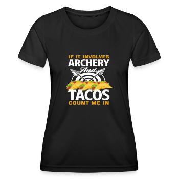 Tacos de tir à l’arc - T-shirt sport Femme - noir - Devant - AI Model Female 172 light (172cm)