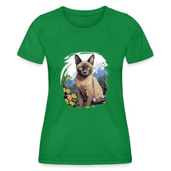 Burmese Cat Burma Katze - Frauen Funktions-T-Shirt - Kelly Green - Vorne - AI Model Female 172 dark (172cm)