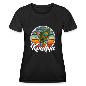 Krishna Indien Musik Flöte Hinduismus Zen - Frauen Funktions-T-Shirt - Schwarz - Vorne - AI Model Female 172 light (172cm)