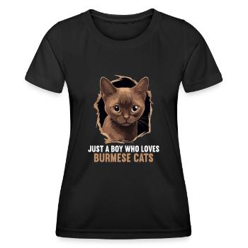 Burmese Cat Burma Katze - Frauen Funktions-T-Shirt - Schwarz - Vorne - AI Model Female 172 light (172cm)