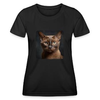 Burmese Cat Burma Katze - Women's Functional T-Shirt - black - Front - AI Model Female 172 light (172cm)