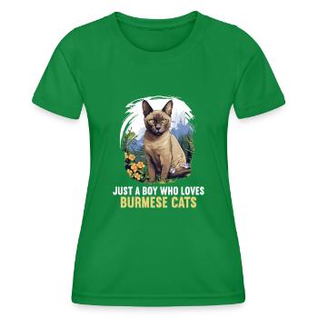 Burmese Cat Burma Katze - Frauen Funktions-T-Shirt - Kelly Green - Vorne - AI Model Female 172 dark (172cm)