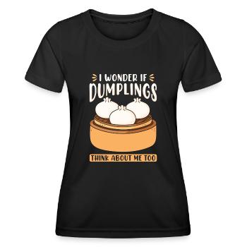 Dumblings Cuisine Asiatique - T-shirt sport Femme - noir - Devant - AI Model Female 172 light (172cm)