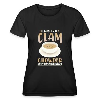 Ich frage mich, ob Clam Chowder auch an mich denkt - Frauen Funktions-T-Shirt - Schwarz - Vorne - AI Model Female 172 light (172cm)