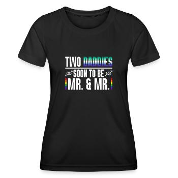 Zwei Väter werden bald Herr & Herr - Gay Pride Hoc - Frauen Funktions-T-Shirt - Schwarz - Vorne - AI Model Female 172 light (172cm)