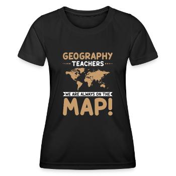 Professeur de géographie idée carte carte du monde géographie - T-shirt sport Femme - noir - Devant - AI Model Female 172 light (172cm)