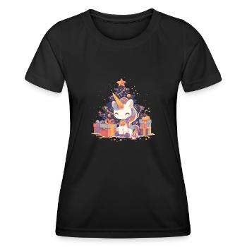 Einhorn Weihnachten Japanisches Einhorn - Frauen Funktions-T-Shirt - Schwarz - Vorne - AI Model Female 172 light (172cm)