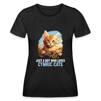 Cymric Kitten Cymric Cat - T-shirt sport Femme - noir - Devant - AI Model Female 172 light (172cm)