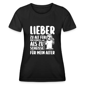 Katze Zu Alt Für Den Scheiß - Frauen Funktions-T-Shirt - Schwarz - Vorne - AI Model Female 172 light (172cm)