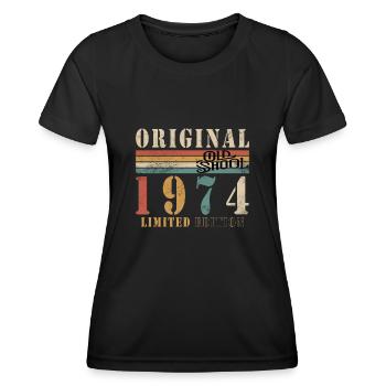 Old School 1974 - Né en 1974 - T-shirt sport Femme - noir - Devant - AI Model Female 172 light (172cm)