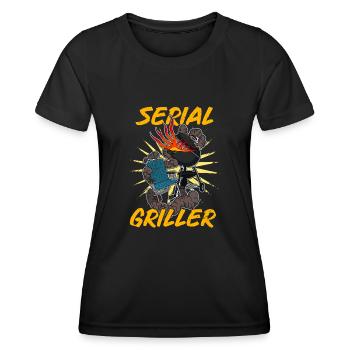 BBQ Grillen Fleisch Party Hinterhof Smoker - Frauen Funktions-T-Shirt - Schwarz - Vorne - AI Model Female 172 light (172cm)