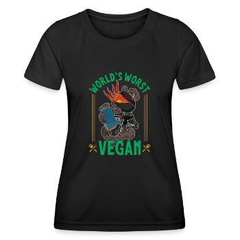 BBQ Fleisch Grillen Hinterhof Sommer Grill - Frauen Funktions-T-Shirt - Schwarz - Vorne - AI Model Female 172 light (172cm)