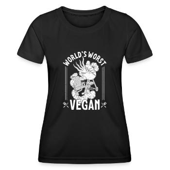BBQ Fleisch Grillen Hinterhof Sommer Grill - Frauen Funktions-T-Shirt - Schwarz - Vorne - AI Model Female 172 light (172cm)