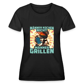 Barbecue BBQ Fleisch Grillen Soße Schmortopf - Frauen Funktions-T-Shirt - Schwarz - Vorne - AI Model Female 172 light (172cm)