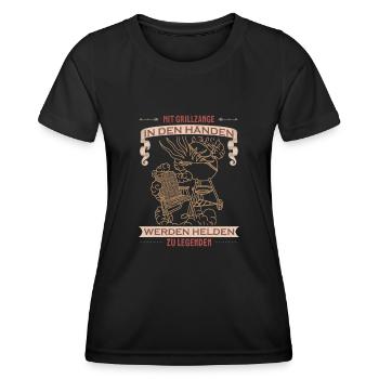 BBQ Rindfleisch Wurst Kochchef Grillmeister - Frauen Funktions-T-Shirt - Schwarz - Vorne - AI Model Female 172 light (172cm)