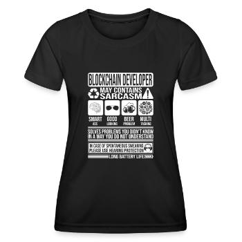 Blockchain Developer Sarcasm funny Gift Blockchain - Women's Functional T-Shirt - black - Front - AI Model Female 172 light (172cm)