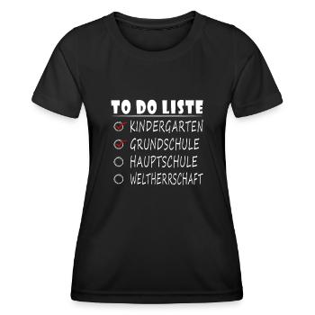 To do Liste - Abschluss Hauptschule lustig - Frauen Funktions-T-Shirt - Schwarz - Vorne - AI Model Female 172 light (172cm)