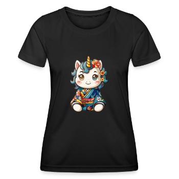 Unicorn Kawaii Japanese Kimono - Women's Functional T-Shirt - black - Front - AI Model Female 172 light (172cm)