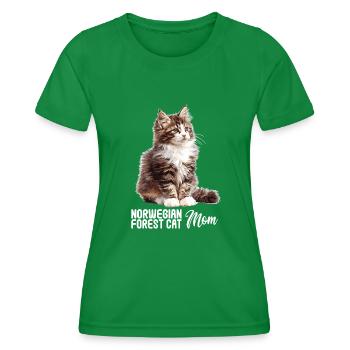Norwegian Forest Cat Norwegische Waldkatze - Frauen Funktions-T-Shirt - Kelly Green - Vorne - AI Model Female 172 dark (172cm)