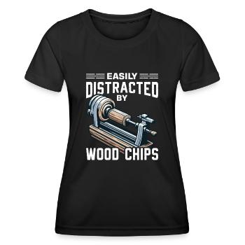 Easily distracted by wood chips Lathe - Women's Functional T-Shirt - black - Front - AI Model Female 172 light (172cm)