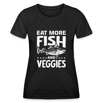 Mangez plus de pescatariens de poisson et de légumes - T-shirt sport Femme - noir - Devant - AI Model Female 172 light (172cm)