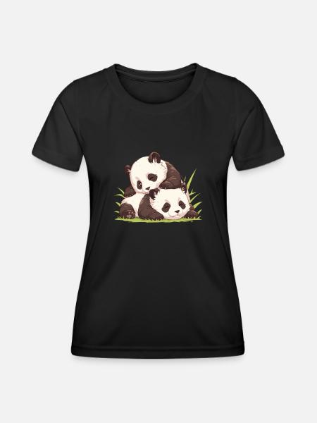 Panda Bear Cub Japanese Panda - Women's Functional T-Shirt - black