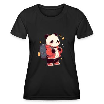 Panda Ours Écolier Panda Géant Japonais - T-shirt sport Femme - noir - Devant - AI Model Female 172 light (172cm)