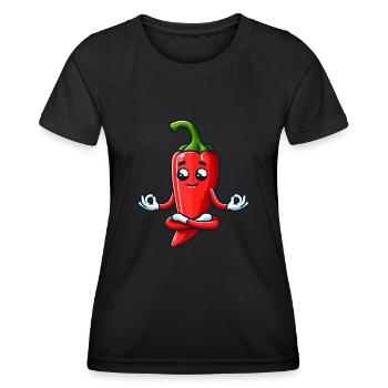 Caractère décontracté de poivron rouge - T-shirt sport Femme - noir - Devant - AI Model Female 172 light (172cm)