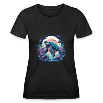 Celestial Sea Turtle – Aquatic - Women's Functional T-Shirt - black - Front - AI Model Female 172 light (172cm)