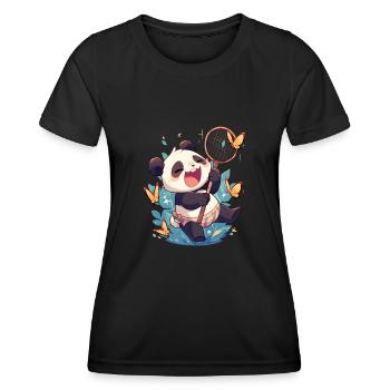 Panda Bear Butterflies Japanese Giant Panda - Women's Functional T-Shirt - black - Front - AI Model Female 172 light (172cm)