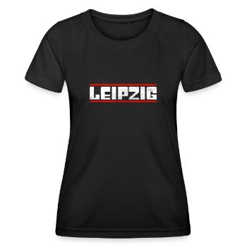 Leipzig - Frauen Funktions-T-Shirt - Schwarz - Vorne - AI Model Female 172 light (172cm)