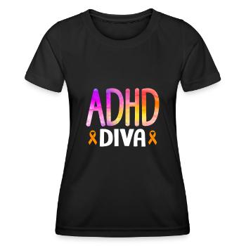 Funny ADHD saying - Women's Functional T-Shirt - black - Front - AI Model Female 172 light (172cm)