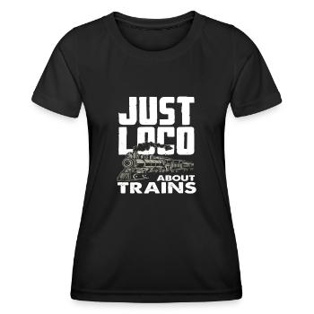 Locomotive Train Trains Hobby Train Spotter - Women's Functional T-Shirt - black - Front - AI Model Female 172 light (172cm)
