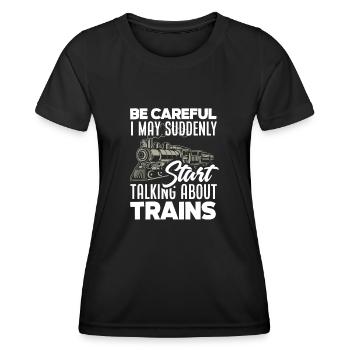 Train Trains Voies ferrées Modélisme de locomotive - T-shirt sport Femme - noir - Devant - AI Model Female 172 light (172cm)