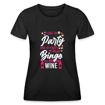Bingo Player Wine I Like To Party - Frauen Funktions-T-Shirt - Schwarz - Vorne - AI Model Female 172 light (172cm)