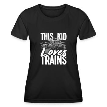 Jeune Fille Enfants Train Trains Hobby - T-shirt sport Femme - noir - Devant - AI Model Female 172 light (172cm)