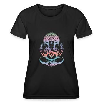 Ganesh Dieu hindou Ganesha éléphant spirituel - T-shirt sport Femme - noir - Devant - AI Model Female 172 light (172cm)