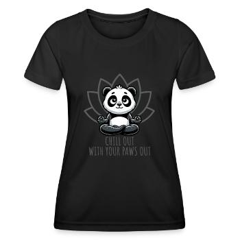 Chill Out With Your Paws Out Panda Yoga - Women's Functional T-Shirt - black - Front - AI Model Female 172 light (172cm)