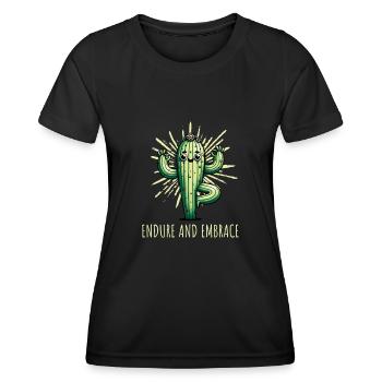 Endure and Embrace Cactus Yoga - Women's Functional T-Shirt - black - Front - AI Model Female 172 light (172cm)