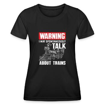 Train Trains Hobby Train Spotter Railway - Women's Functional T-Shirt - black - Front - AI Model Female 172 light (172cm)