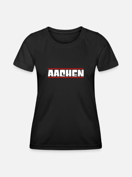 Aachen - Frauen Funktions-T-Shirt - Schwarz