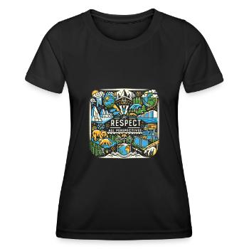 Respectez tous les points de vue 2 - T-shirt sport Femme - noir - Devant - AI Model Female 172 light (172cm)